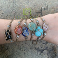 Handmade Summer Sandbeach Bohemia Stainless Steel Spacer Adjustable Bracelet for Women Couples-Peace Pattern Crystal Healing