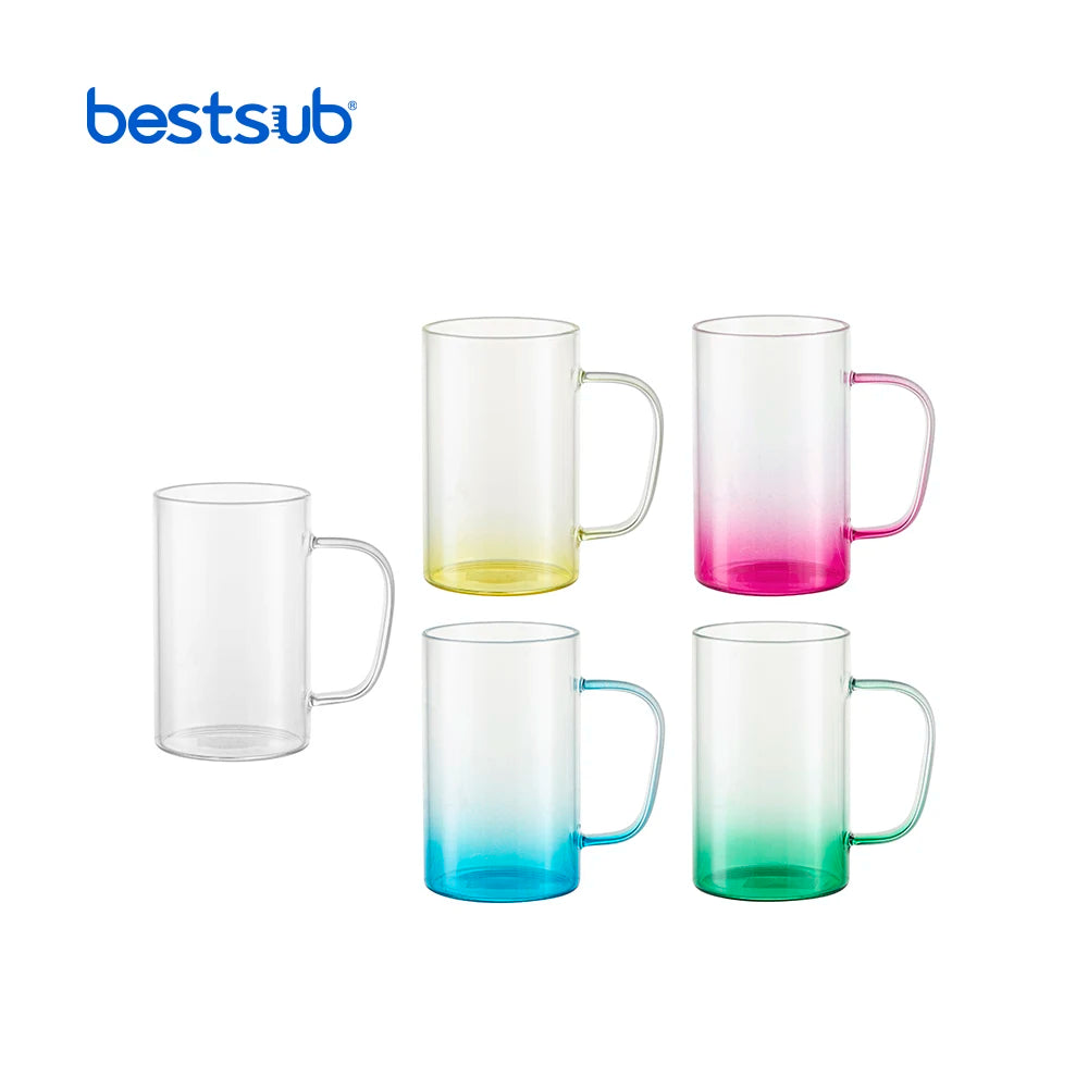 BestSub Wholesale Custom Sublimation Blanks 18OZ 540ml Color Borosilicate Beer Glass Mug