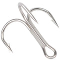 Hot Saleg 1/0 2/0 3/0 4/0 12/0 14#  Strong Treble Hooks High Carbon White Nickel Silver Strong Treble Hook Fishing