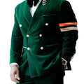 Bespoke Green Velvet Men Suits Casual Double Breasted Custom Made Wedding Jacket for Man Shawl Lapel Mens Dress Blazers
