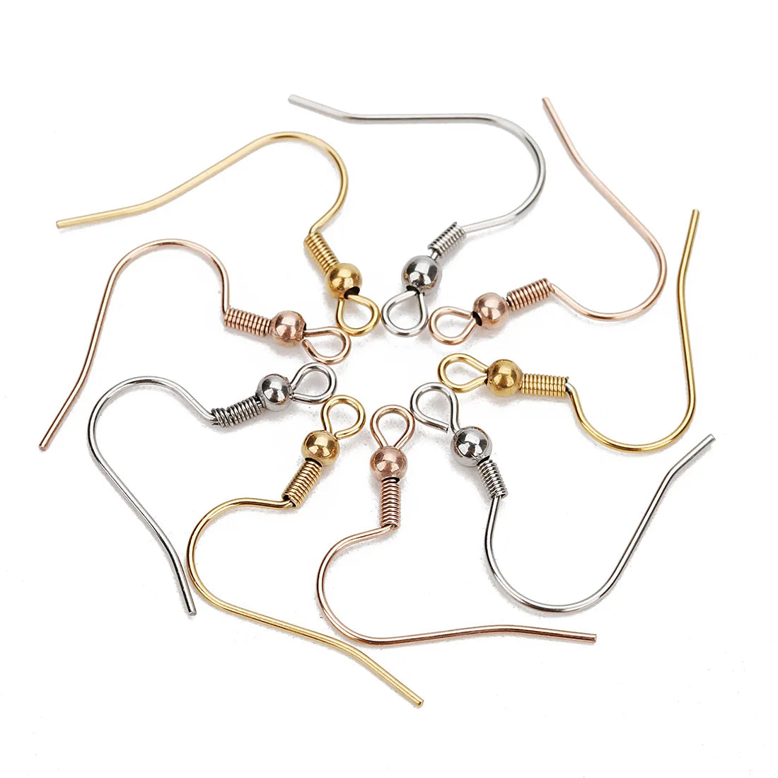 316 Stainless Steel Stud Earrings Ear Wires Connector DIY Jewelry Making Findings Earring Fish Hook with Loop Ball