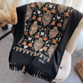 New Long Fringe Shawls Soft Pashmina Scarf Women Floral Embroidery  Cashmere Scarf Ethnic Style Winter Warm Shawl