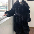 QIUCHEN QC21167 Casual Fashionable Fluffy Hooded Coat Color Customization Ladies Women's Winter Warm Breathable Long Fox Fur
