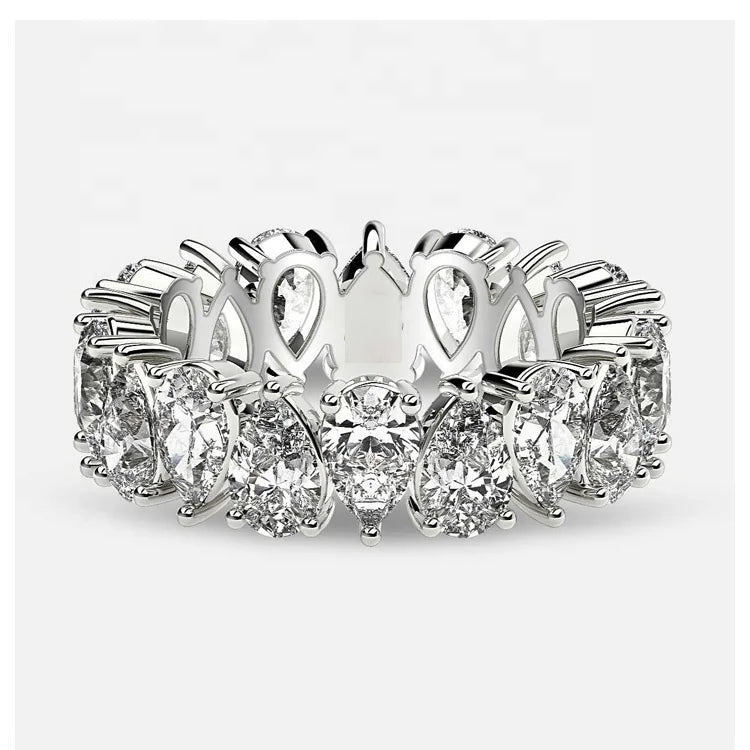 Prong Set Eternity Ring with Pear Shaped Diamonds Lab Grown Diamond in 18k White Gold
