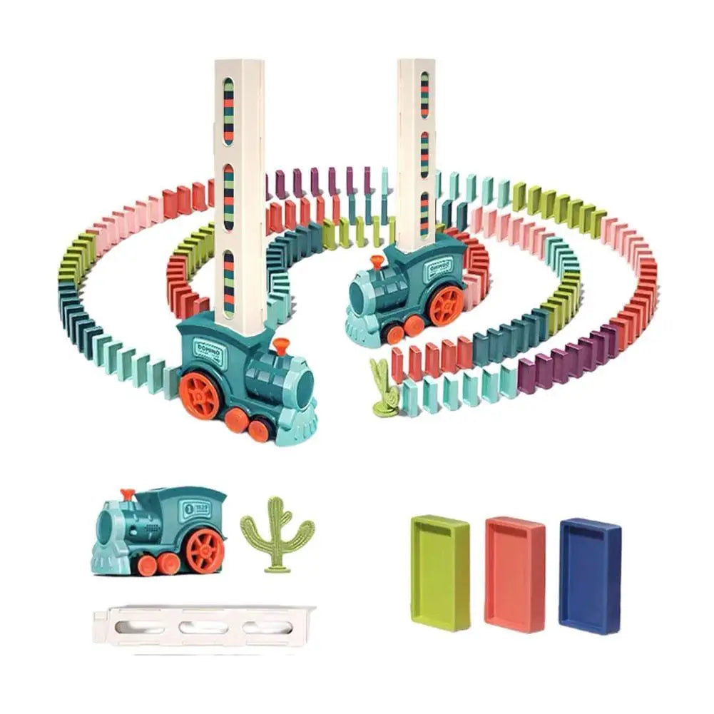 Kids Automatic Laying Domino Train Electric Car Dominoes Set Brick Blocks Kits Games Educational Toys Children Diy Toy Boys Gift