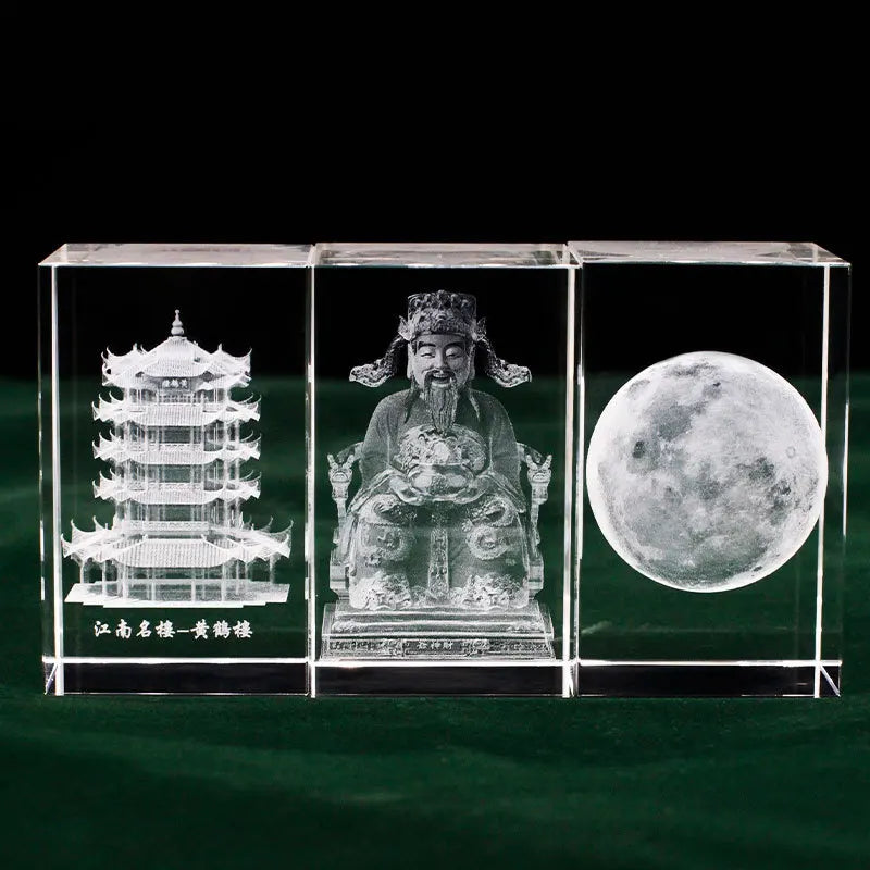 Wholesale K9 3D Glass Transparency Inner Carved Square Crystal Display Model Artifact
