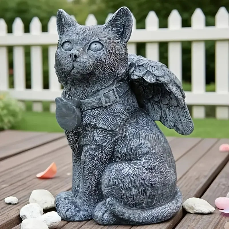 Modern Art Angel Cat Resin Figurines Hand-Painted Animal Design Outdoor Christmas & Holiday Decor