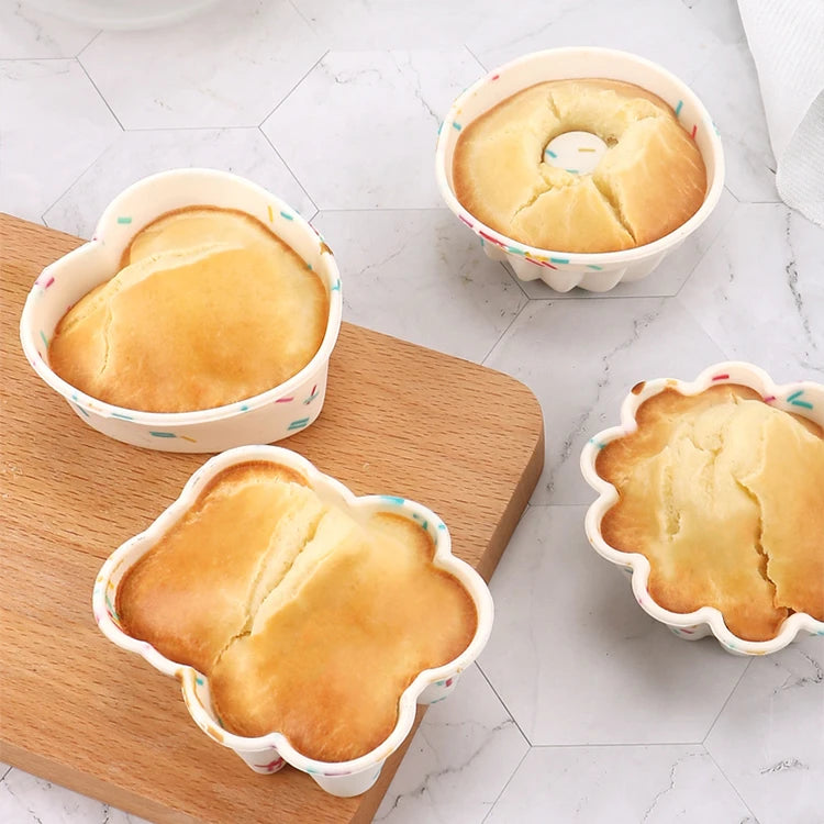 Kingwise 4 PCS Set Mini Star-Shaped Muffin Pan Reusable Silicone Cupcake Mold Small Baking Cups Truffle Cake Pan Cake Tool