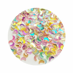 Mini AB Color Glitter Moon Resin Charms Flatback Stickers Fit Nail Art Scrapbook Embellishments