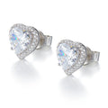 925 Sterling Silver Stud Earrings Cubic Zirconia Stud Earrings Love Heart Earrings