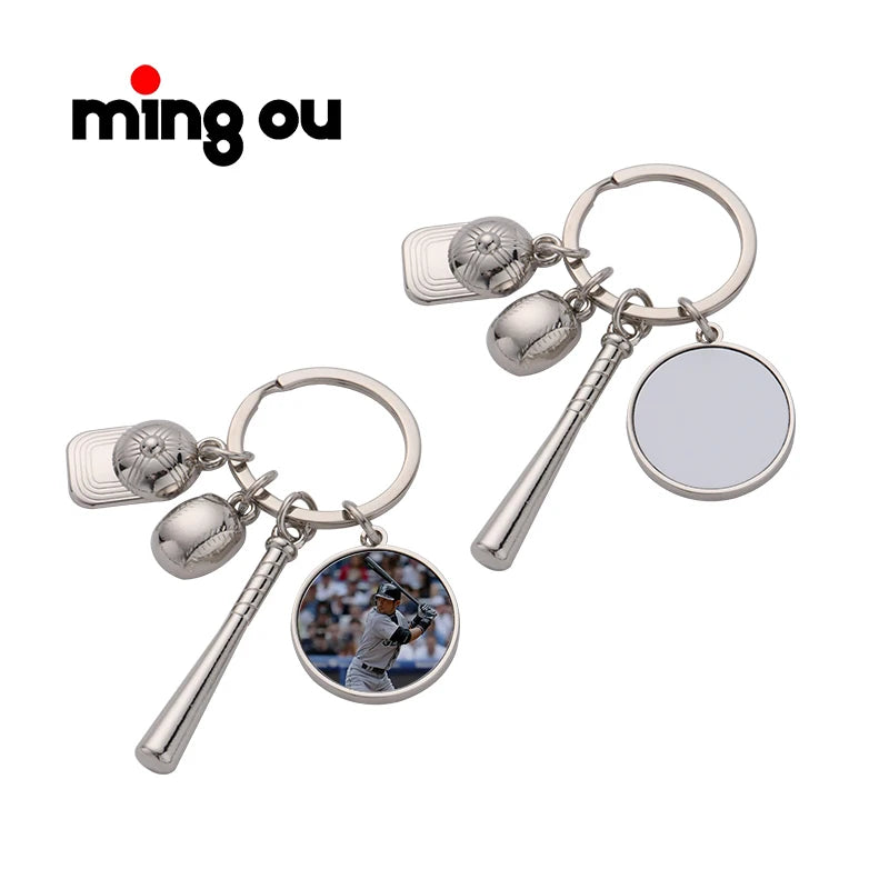 New Style Promotion Gift Souvenir Sublimation Metal Baseball Keychain