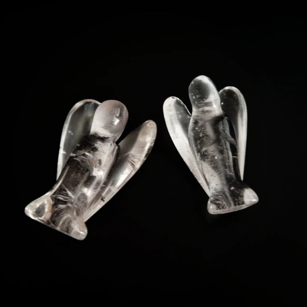 Huiying Wholesale Natural Clear Quartz Carving Animal Gemstone Art Sculpture Stone 1.5 Inch Angel for Decoration Crafts