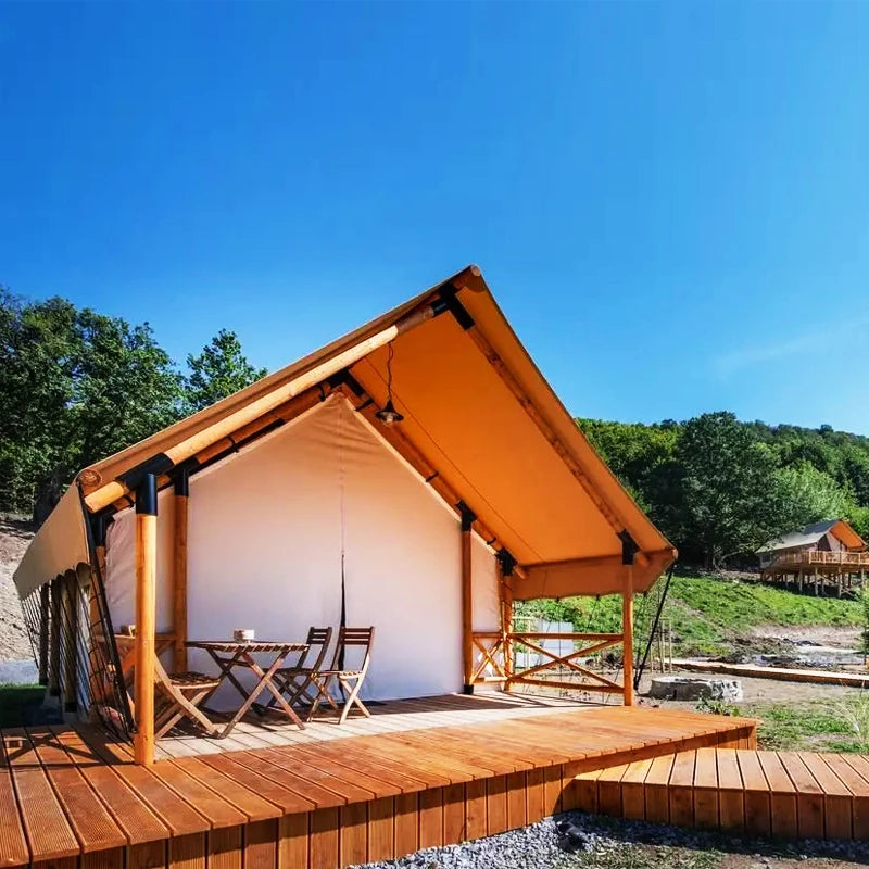 2 Peoples Safari Lodge Tent Prefab House Wind Resistance With Bathroom