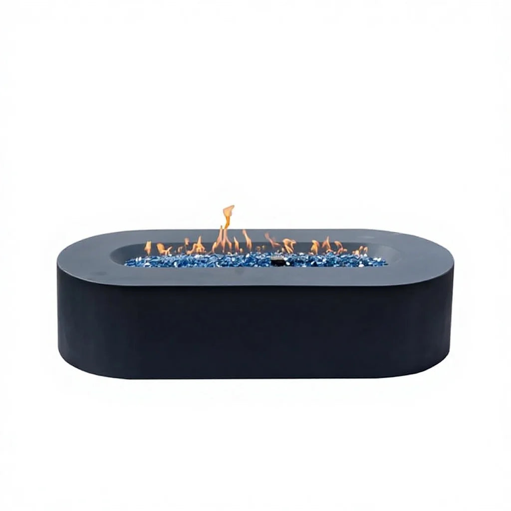 Modern Durable Glass Fiber Reinforced Concrete Grey Rectangle Gas Fire Pit Patio Heater Coffee Table CE US Certified Outdoor