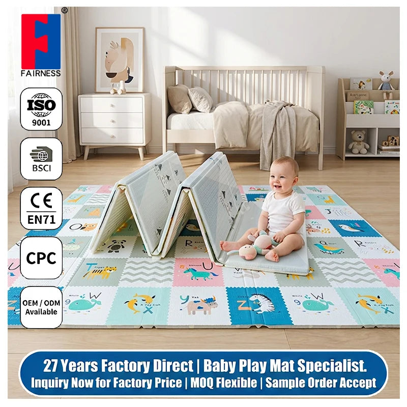 Fairness Factory Wholesale Baby Play Mat Extra Large Foldable Baby Crawling Mat Thick Foam Play Mat for Baby Waterproof Playmat