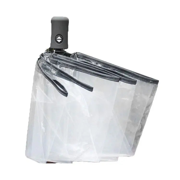 Professional New Pvc Metal Frame Plastic Handle Transparent 3Fold Umbrella Rain Umbrellas for Sale