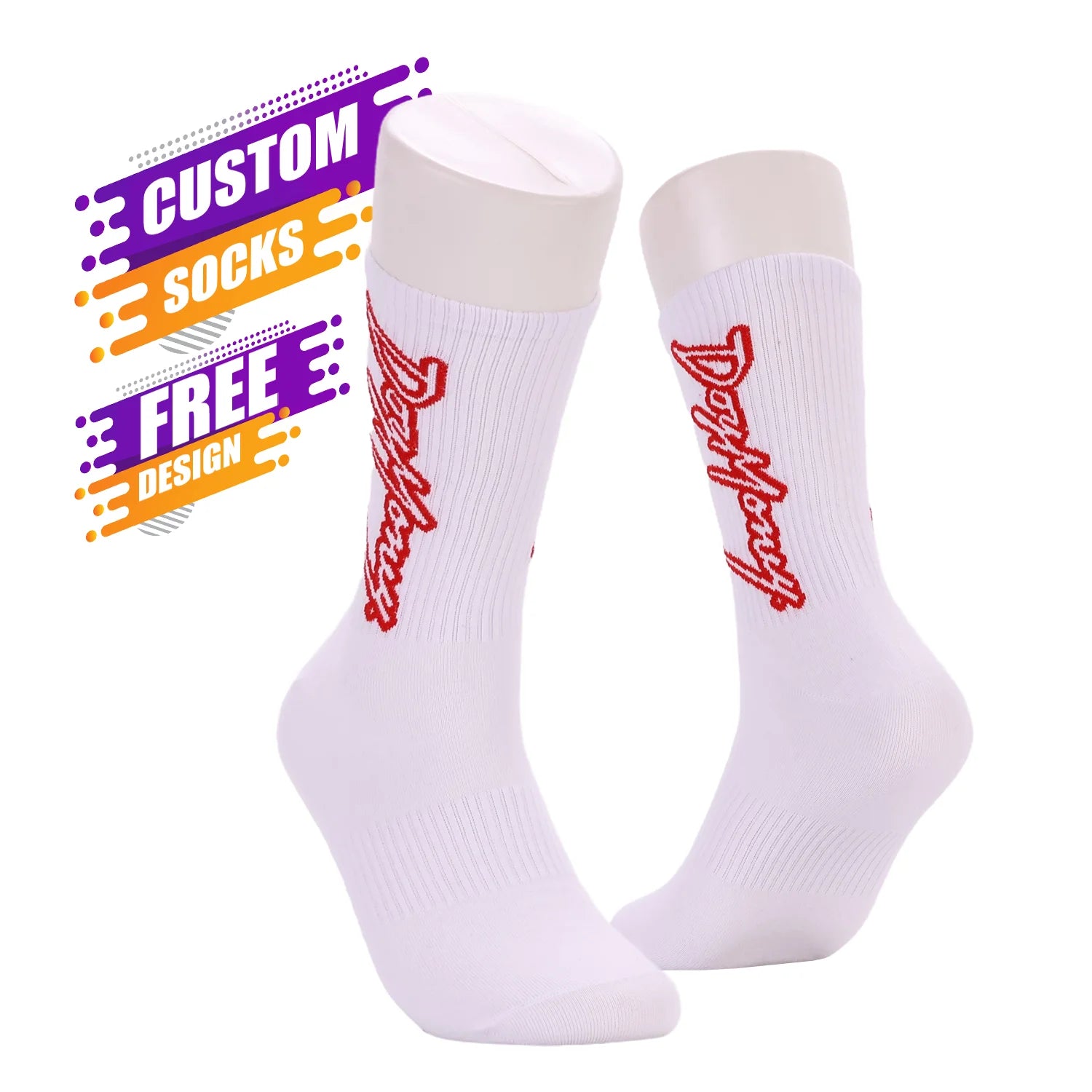 New Arrival Custom Letter Casual Socks Design Own Logo Crew Sock Men Knit Cotton Sock With Custom Logo