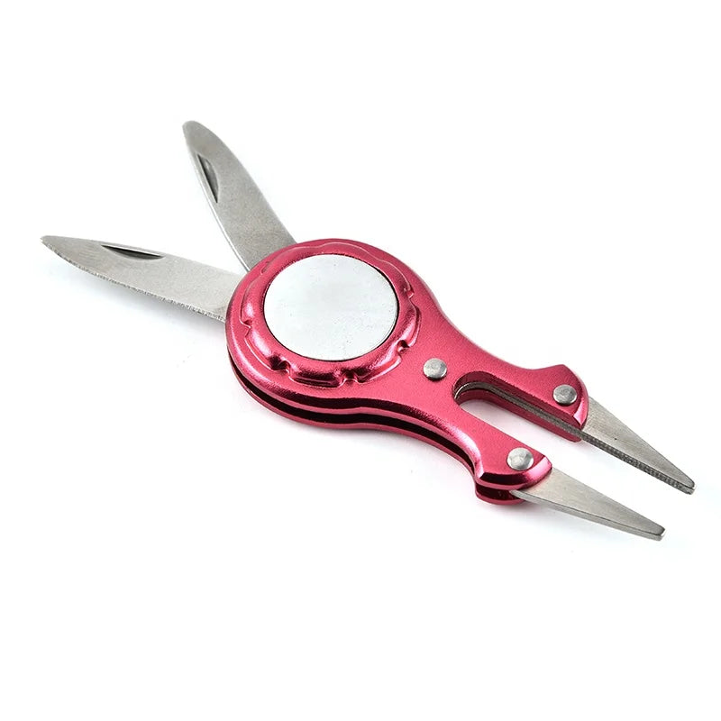 OEM Stainless Steel Switchblade Divot Tool Multi-Function Golf Accessory with Pop-up Button