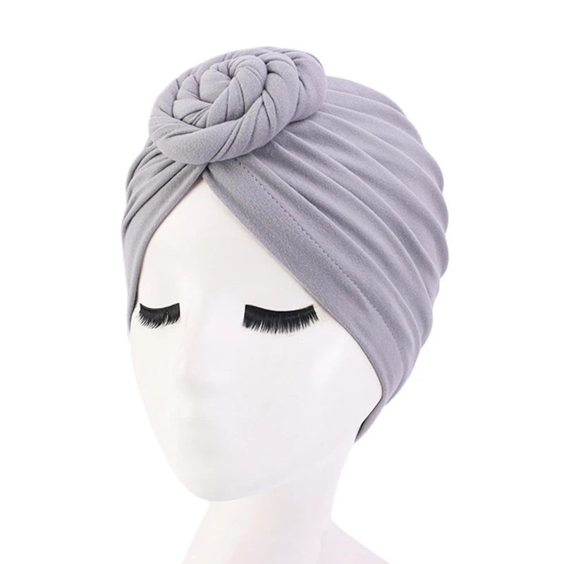 High Quality Hair Accessories Solid Color Turban Cancer Hats Headwear Chiffon Headwrap Turban