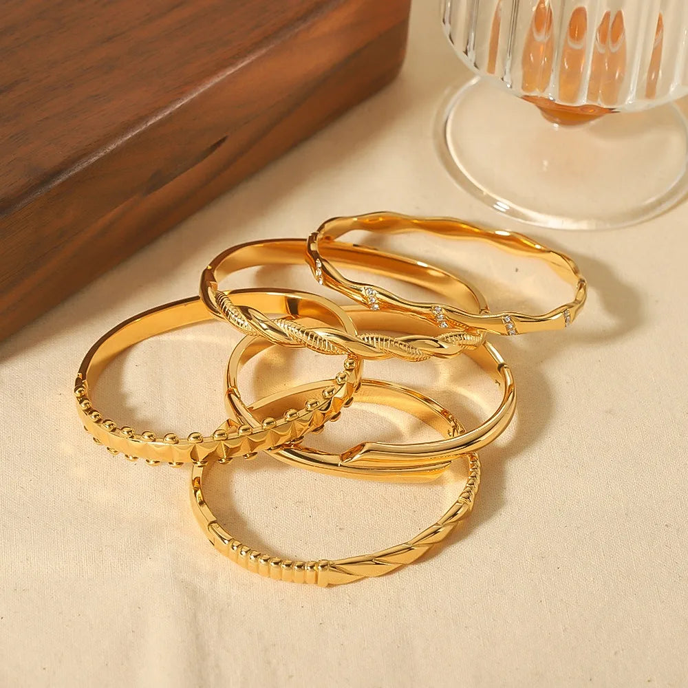 Nabest Stainless Steel Fine Zircon Bangles Jewelry Wedding Bridal Twisted Anti Tarnish Bracelet & Bangle for Women