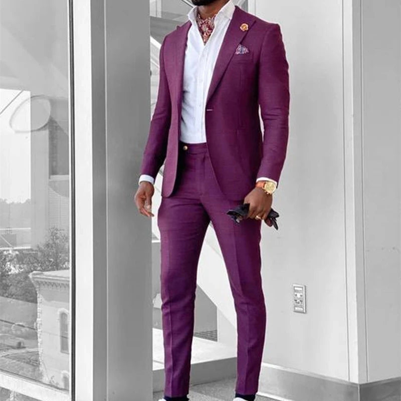 New 2025 Classic Costume Men Suits Groom Wedding Men Tuxedos Blazer 2 Pieces Business Formal Sets Jacket Pants