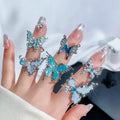 Luxury Women's Ring Adjustable With Blue Butterfly Rings Female Romantic Birthday Elegent Gift Simple Gilr Jewelry Fashion 2024