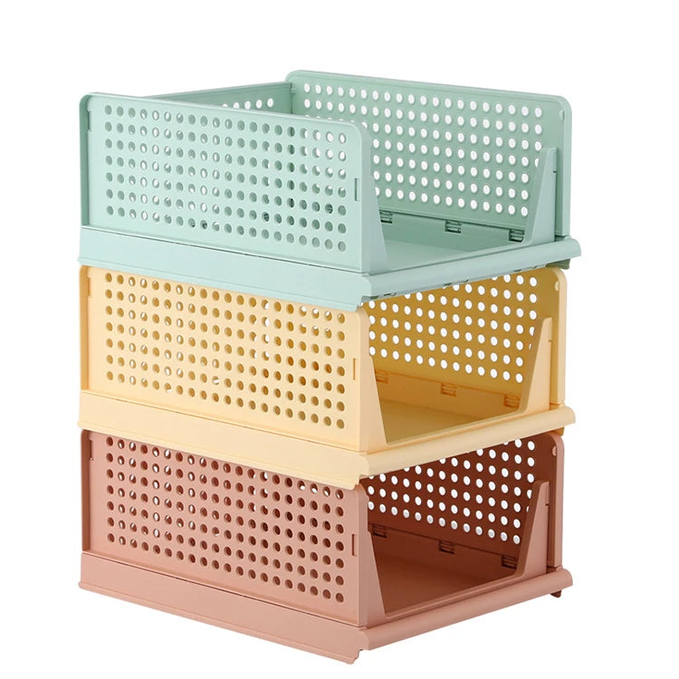 Multifunction Foldable Wardrobe Clothes Organizer Plastic Stackable Clothing Drawer Organizer Storage Basket