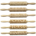 Baking Cookies Laser Engraving Wooden Roller Spring Flower Snowflake Christmas Embossed Embossing Rolling Pins With Patterns