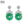 LUOTEEMI Jade Stone Unique 2026 Earing Luxury New Design Copper Elegant Earring Woman
