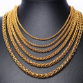 Italian 3mm 4mm 5mm Franco Gold Wheat Chain Necklace 14K 18K Gold Stainless Steel Link Chains for Women Trendy Wedding Gift Idea MegaBDM