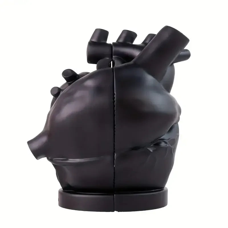 Resin Heart-themed Book Supports Hand-painted Matte Black Finish & Anatomical Detail Home Office Decorative Literary Accent