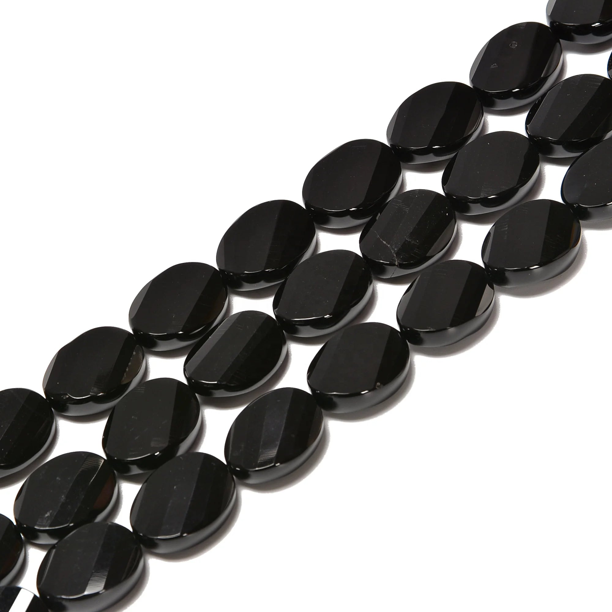 Wholesale Price Black Beaded Hot Sale Black Onyx Twisted Oval Shape Gemstone Loose Beads Size 13x18mm 15x20mm for Jewelry Making