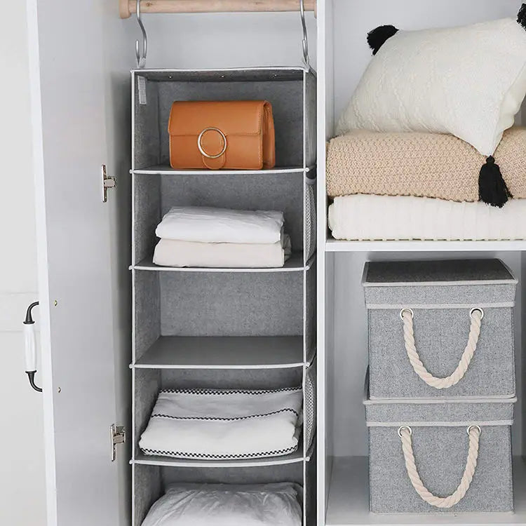 Foldable Custom Manufacturer Hanging Organizer Storage Wardrobe 6 Layers Non-Woven Fabric Closet Organizer