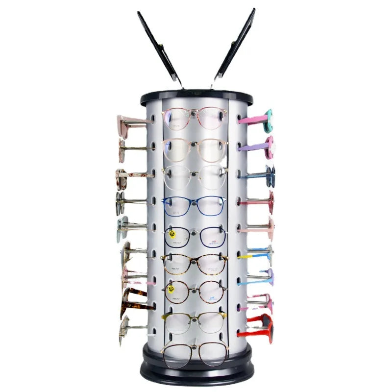 China Supplier Desktop Sunglass Stands Racks Rotating 36 Pairs Eyeglasses Display Stand With Mirror