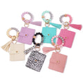 Food Grade Women Silicone Bead Bracelet Keychain PU Tassel Card Case Silicone Bracelet Bracelet Keyring