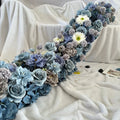 Wholesale 200cm Beautiful DIY Artificial Flower Table Runners Three Color Mix-Blue Gray for Wedding Layout Decorations