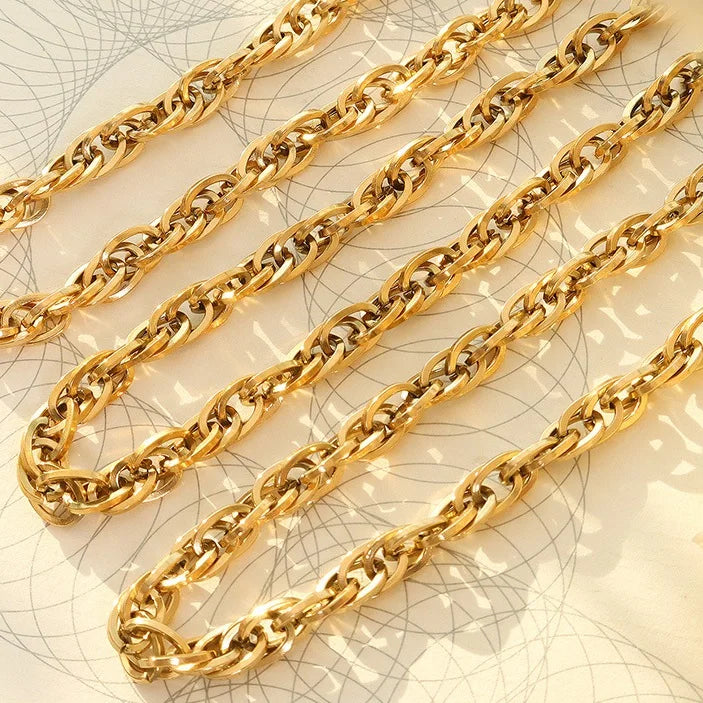 Manufacturers Hip Hop 18K Luxury Stainless Thick Chain Bangles Gold Necklace Sets Steel Necklace