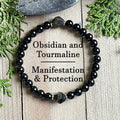 2025 New Arrival Natural Stone Obsidian Bracelet with Diamond Cut Gemstone Elastic Bracelet for Men