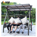Deluxe Patio Furniture Aluminium Swing Chair with Led Light Metal Garden Hanging Bed with Cushions
