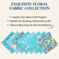 8pcs/lot Blue Cotton Eco-Friendly High-quality Fat Quarter Fabric Bundle Precut Quilting Fabric Squares Printed Flowers Pattern
