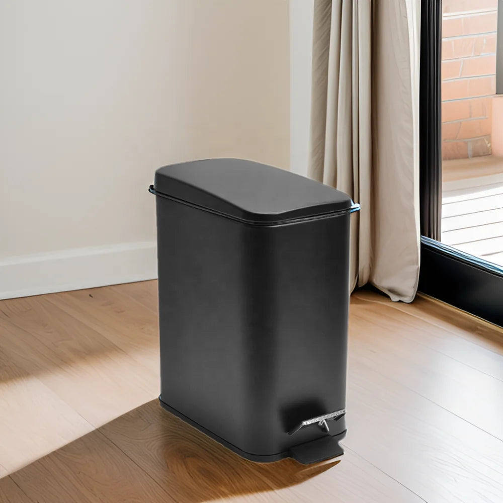 Household 5 Liters Stainless Steel Soft Closing Pedal Waste Bins Rectangular Pedal Trash Bin Powder Coating Kitchen Trash Can