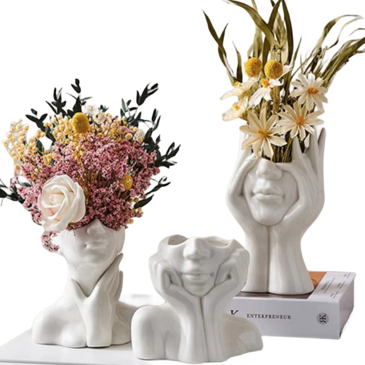 User  Human Body Ceramic Vase Artistic Plant Vases with Human Form Nordic Home Decor Ceramic Vase White Ceramic Vase