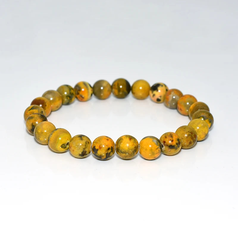 Wholesale 6/8/10mm Natural Bumblebee Jasper Bracelet for Women Men