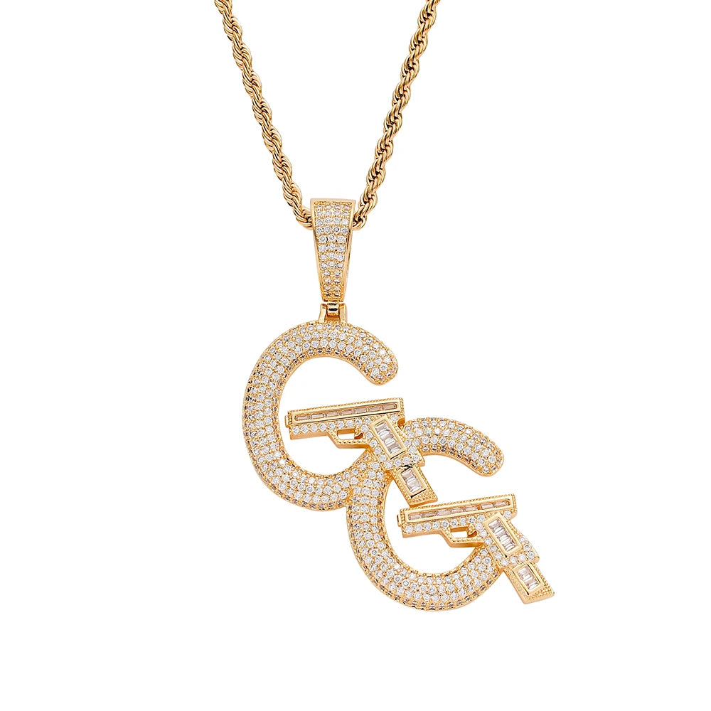 CN281 Bling Bling Brass Zircon  Pendant Iced Out Cubic Zircon Necklace Hip Hop Gift Jewelry