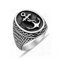 New Retro Punk Ring Stainless Steel Polished Navy Ship Anchor Men's Ring