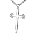 925 Sterling Silver Jewelry Sport Dumbbell Cross Pendant Necklace for Men Women
