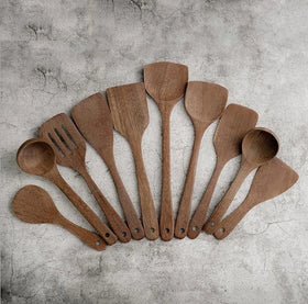 10-Piece Eco-Friendly Chicken Wing Wood Kitchen Utensil Set LEXDO Brand Custom Logo Option