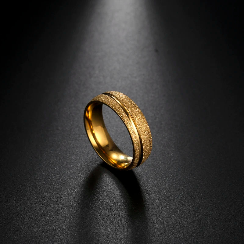 316L Stainless Steel Couple Rings for Women Gold Silver Color Scrub Engagement Wedding Gift Finger Ring Fashion Jewelry