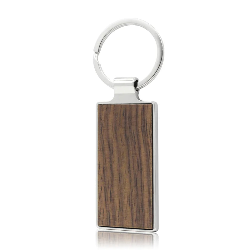 Customizable Dark Olive Wooden Keychain Blank Rectangle Shape Laser Etched Design Wood Key Ring for Engraving Blank Keychain