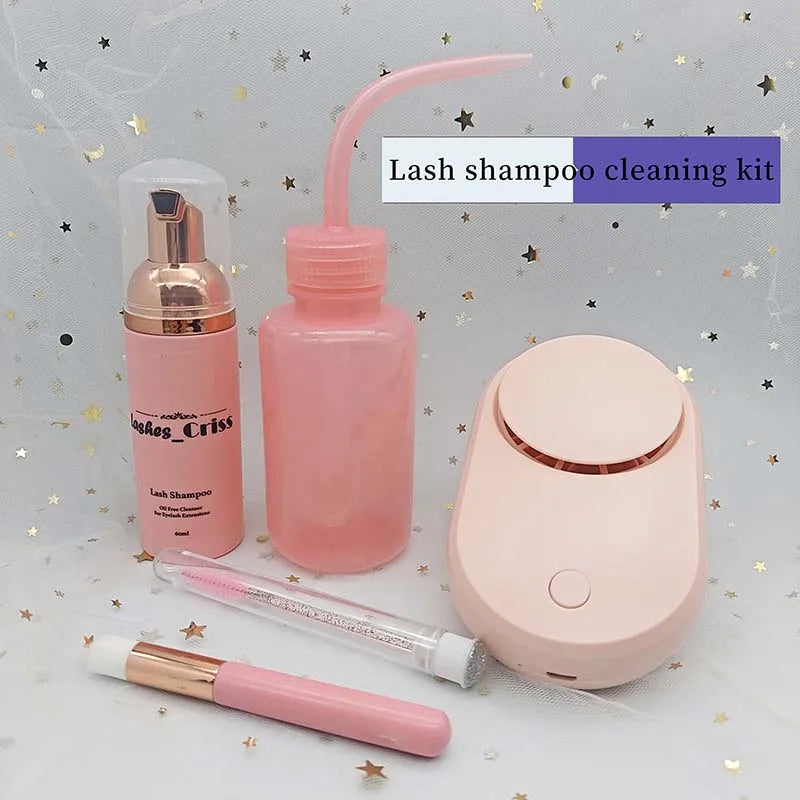 Lash Fan and Shampoo Custom Bottle Kit Shampoo Box Bulk Whipped Envases Pack Mini Purple Black Tee Tree Lash Shampoo
